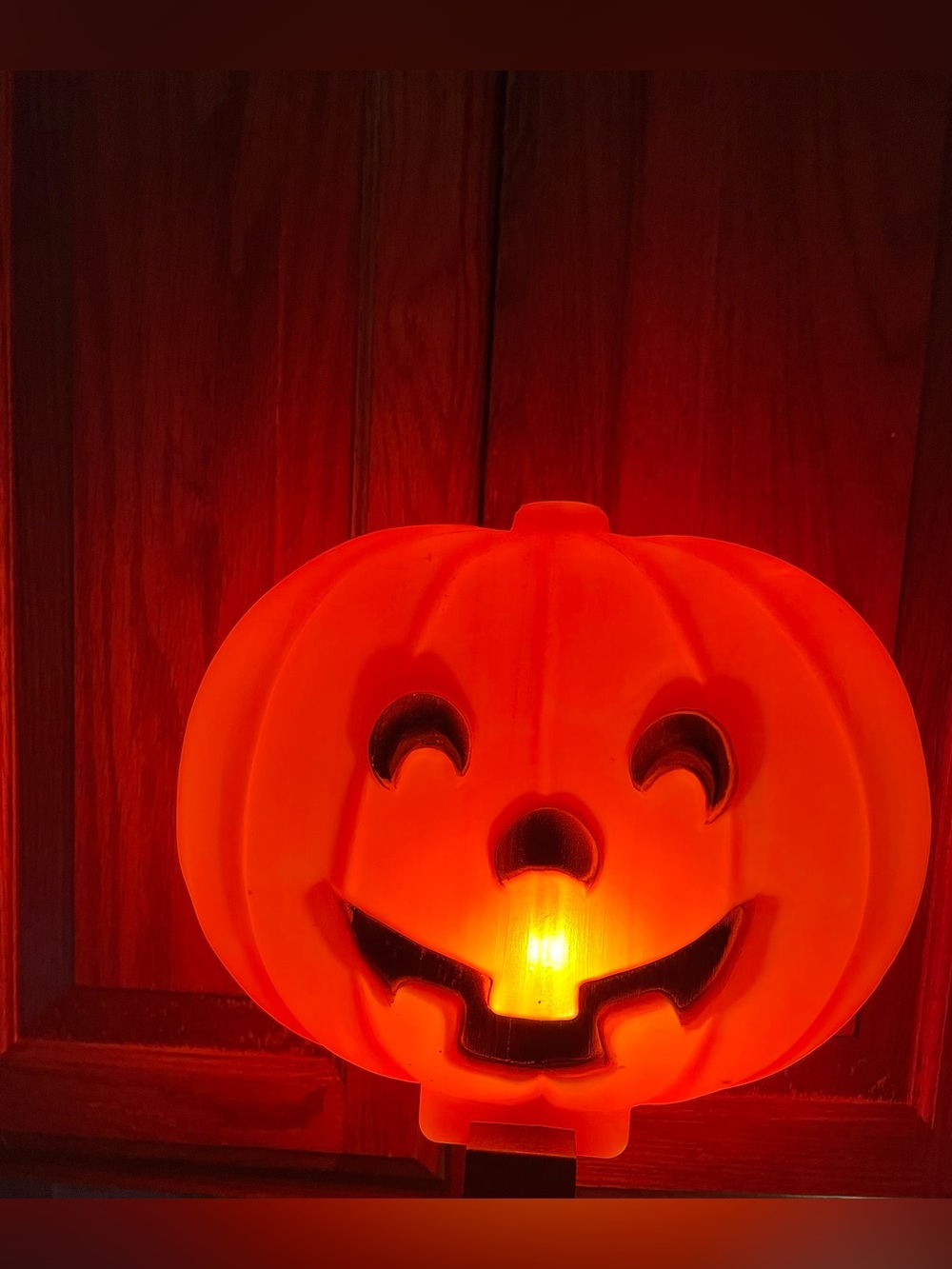 Vintage Halloween BLINKY Lighted Jack O Lantern Pumpkin Flat Blow Mold